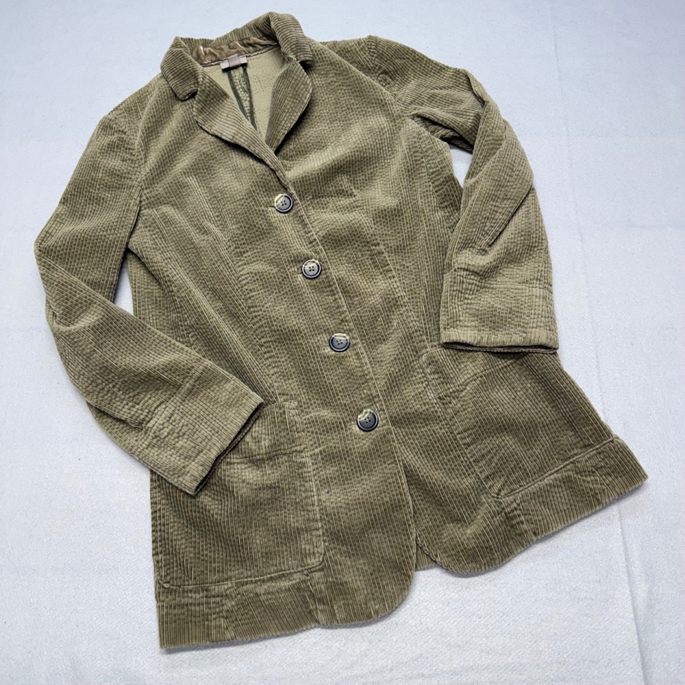 J. Jill Womens XS Olive Green Cotton Corduroy Blazer Jacket Button Front Pocket